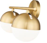 Two Light Vanity by Z-Lite - Realm Sphere Collection, Modern Gold Finish - 7517-2V-MGLD