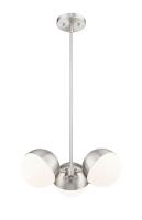 Three Light Chandelier by Z-Lite - Realm Sphere Collection, Brushed Nickel Finish - 7517-3BN