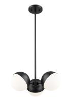 Three Light Chandelier by Z-Lite - Realm Sphere Collection, Matte Black Finish - 7517-3MB