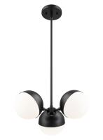 Three Light Chandelier by Z-Lite - Realm Sphere Collection, Matte Black Finish - 7517-3MB