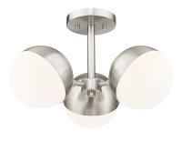 Three Light Semi Flush Mount by Z-Lite - Realm Sphere Collection, Brushed Nickel Finish - 7517-3SF-BN