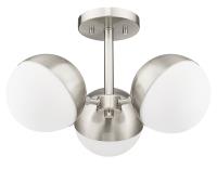 Three Light Semi Flush Mount by Z-Lite - Realm Sphere Collection, Brushed Nickel Finish - 7517-3SF-BN