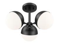 Three Light Semi Flush Mount by Z-Lite - Realm Sphere Collection, Matte Black Finish - 7517-3SF-MB