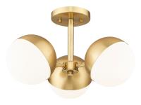 Three Light Semi Flush Mount by Z-Lite - Realm Sphere Collection, Modern Gold Finish - 7517-3SF-MGLD