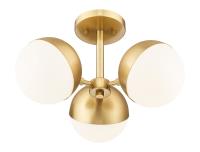 Three Light Semi Flush Mount by Z-Lite - Realm Sphere Collection, Modern Gold Finish - 7517-3SF-MGLD