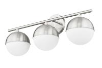 Three Light Vanity by Z-Lite - Realm Sphere Collection, Brushed Nickel Finish - 7517-3V-BN