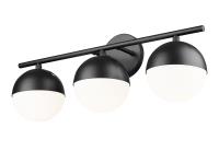 Three Light Vanity by Z-Lite - Realm Sphere Collection, Matte Black Finish - 7517-3V-MB