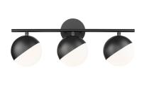Three Light Vanity by Z-Lite - Realm Sphere Collection, Matte Black Finish - 7517-3V-MB