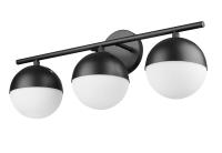 Three Light Vanity by Z-Lite - Realm Sphere Collection, Matte Black Finish - 7517-3V-MB