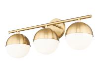 Three Light Vanity by Z-Lite - Realm Sphere Collection, Modern Gold Finish - 7517-3V-MGLD