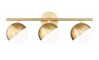 Three Light Vanity by Z-Lite - Realm Sphere Collection, Modern Gold Finish - 7517-3V-MGLD