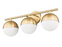 Three Light Vanity by Z-Lite - Realm Sphere Collection, Modern Gold Finish - 7517-3V-MGLD