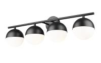 Four Light Vanity by Z-Lite - Realm Sphere Collection, Matte Black Finish - 7517-4V-MB