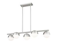 Five Light Linear Chandelier by Z-Lite - Realm Sphere Collection, Brushed Nickel Finish - 7517-5L-BN