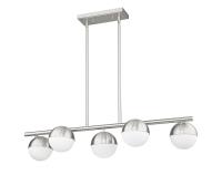 Five Light Linear Chandelier by Z-Lite - Realm Sphere Collection, Brushed Nickel Finish - 7517-5L-BN