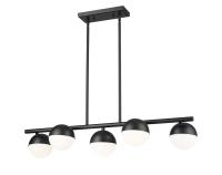 Five Light Linear Chandelier by Z-Lite - Realm Sphere Collection, Matte Black Finish - 7517-5L-MB