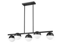 Five Light Linear Chandelier by Z-Lite - Realm Sphere Collection, Matte Black Finish - 7517-5L-MB