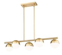 Five Light Linear Chandelier by Z-Lite - Realm Sphere Collection, Modern Gold Finish - 7517-5L-MGLD
