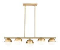 Five Light Linear Chandelier by Z-Lite - Realm Sphere Collection, Modern Gold Finish - 7517-5L-MGLD