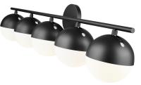 Five Light Vanity by Z-Lite - Realm Sphere Collection, Matte Black Finish - 7517-5V-MB