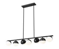 Seven Light Linear Chandelier by Z-Lite - Realm Sphere Collection, Matte Black Finish - 7517-7L-MB