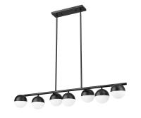 Seven Light Linear Chandelier by Z-Lite - Realm Sphere Collection, Matte Black Finish - 7517-7L-MB