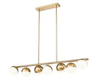 Seven Light Linear Chandelier by Z-Lite - Realm Sphere Collection, Modern Gold Finish - 7517-7L-MGLD
