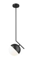 One Light Pendant by Z-Lite - Realm Sphere Collection, Matte Black Finish - 7517P11-MB