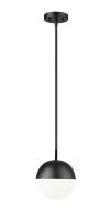 One Light Pendant by Z-Lite - Realm Sphere Collection, Matte Black Finish - 7517P11-MB