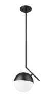 One Light Pendant by Z-Lite - Realm Sphere Collection, Matte Black Finish - 7517P11-MB