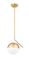 One Light Pendant by Z-Lite - Realm Sphere Collection, Modern Gold Finish - 7517P11-MGLD