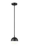 One Light Pendant by Z-Lite - Realm Sphere Collection, Matte Black Finish - 7517P7-MB