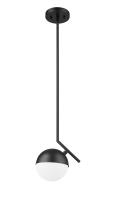 One Light Pendant by Z-Lite - Realm Sphere Collection, Matte Black Finish - 7517P7-MB