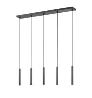 LED Linear Chandelier by Z-Lite - Forest Collection, Matte Black Finish - 919MP12-5L-MB-LED