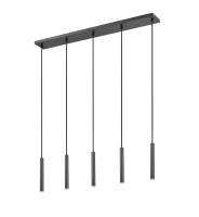LED Linear Chandelier by Z-Lite - Forest Collection, Matte Black Finish - 919MP12-5L-MB-LED