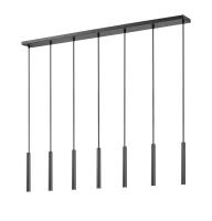 LED Linear Chandelier by Z-Lite - Forest Collection, Matte Black Finish - 919MP12-7L-MB-LED