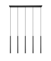 LED Linear Chandelier by Z-Lite - Forest Collection, Matte Black Finish - 919MP24-5L-MB-LED