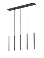 LED Linear Chandelier by Z-Lite - Forest Collection, Matte Black Finish - 919MP24-5L-MB-LED
