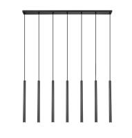LED Linear Chandelier by Z-Lite - Forest Collection, Matte Black Finish - 919MP24-7L-MB-LED