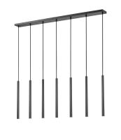 LED Linear Chandelier by Z-Lite - Forest Collection, Matte Black Finish - 919MP24-7L-MB-LED