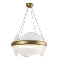 LED Chandelier by Kuzco Lighting - Taurus Collection, Vintage Brass/Clear Ribbed Glass Finish - CH13922-VBCR-UNV