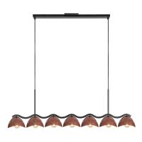 Seven Light Linear Pendant by Kuzco Lighting - Atlas Collection, Black/Burgundy Finish - LP57642-BK/BGD