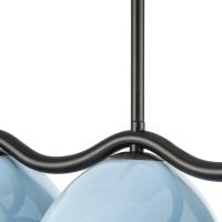 Seven Light Linear Pendant by Kuzco Lighting - Atlas Collection, Black/Cerulean Finish - LP57642-BK/CER