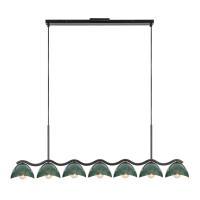 Seven Light Linear Pendant by Kuzco Lighting - Atlas Collection, Black/Pine Green Finish - LP57642-BK/PGN