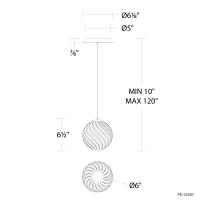 LED Mini Pendant by Modern Forms - Swirly Collection, Smoke Glass/Aged Brass Finish - PD-32507-27-SM/AB