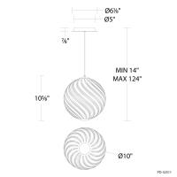 LED Mini Pendant by Modern Forms - Swirly Collection, Smoke Glass/Brushed Nickel Finish - PD-32511-40-SM/BN