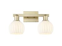 Two Light Bath Vanity by Innovations - Arcadia Collection, Antique Brass Finish - 716-2W-AB-G1217-6WV