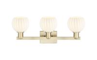 Three Light Bath Vanity by Innovations - Arcadia Collection, Antique Brass Finish - 716-3W-AB-G1217-6WV