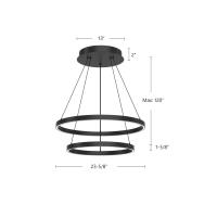 LED Chandelier by Kuzco Lighting - Cerchio Collection, Black Finish - CH87224-BK-UNV-010