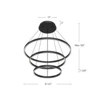 LED Chandelier by Kuzco Lighting - Cerchio Collection, Black Finish - CH87332-BK-UNV-010